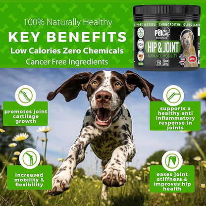 Pet Chef Dog Hip & Joint Pain Relief Supplement - Glucosamine, Chondroitin, MSM, Turmeric - Cannine Arthritis Pain Relief & Mobility Chews - Hip Joint Support Treats Peanut Butter 140ct Low Calories!