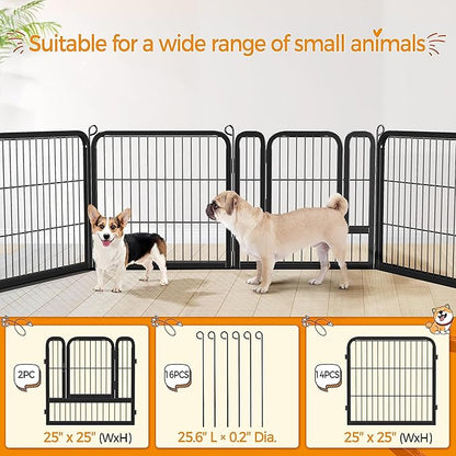 Topeakmart Dog Playpen Outdoor Puppy Exercise Pen Indoor Portable Pet Fence for Yard/RV Camping, 24 Inch 16 Panels