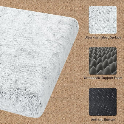 Dog Bed, Dog Crate Pad with Removable Washable Pet Mat Cover, Non-Slip Bottom, Waterproof Orthopedic Dog Beds for Large/Medium/Small Dogs (M(30''x20''x3''), Grey)