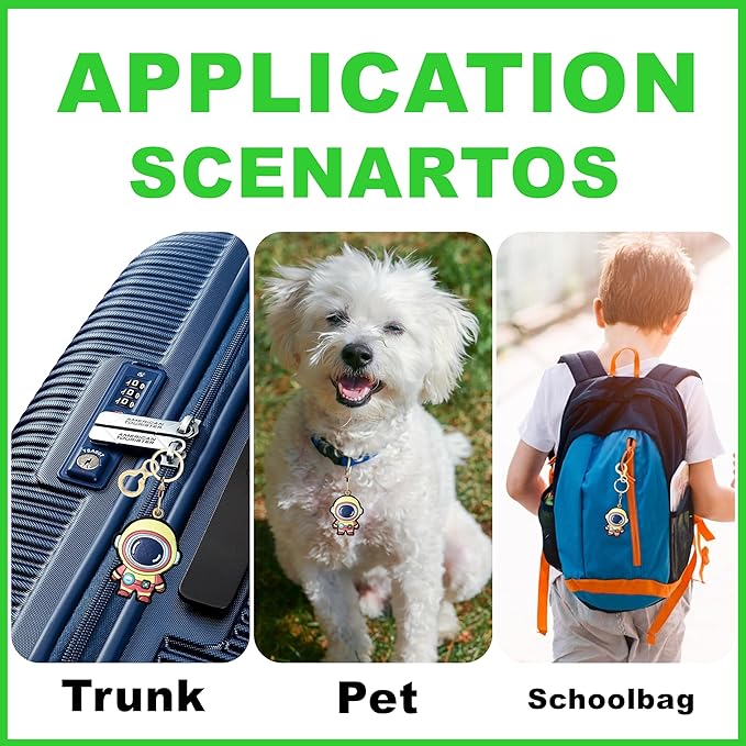 Leather Keychain Holder Case Compatible with AirTag,Cute Protective Cover with Keyring,Anti-Scratch Finder GPS Tracker Case for Wallet Keys,bag,pets,Backpack(Astronaut Yellow)