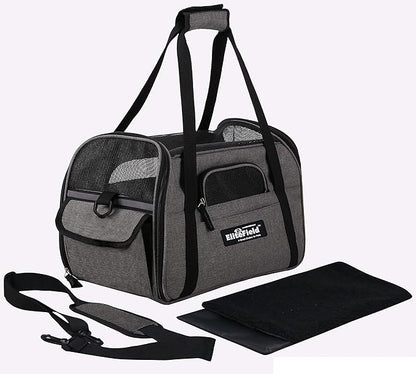 EliteField Soft Sided Pet Carrier (3 Year Warranty, Airline Approved), Multiple Sizes and Colors Available (17" L x 9" W x 12" H, Charcoal Gray)