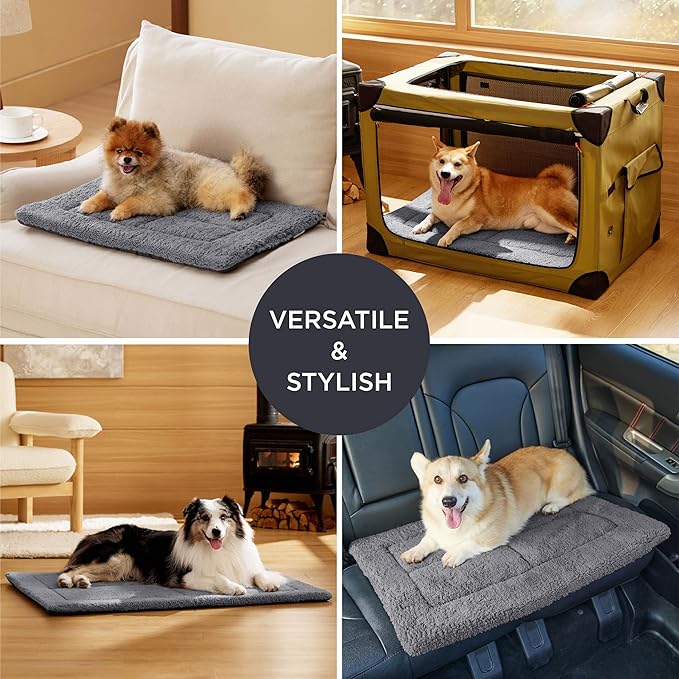 Bedsure Washable Dog Crate Bed for Small Dogs, Reversible Foam Floor Pet Mat, Versatile Lightweight Pet Crate Pad for Cages