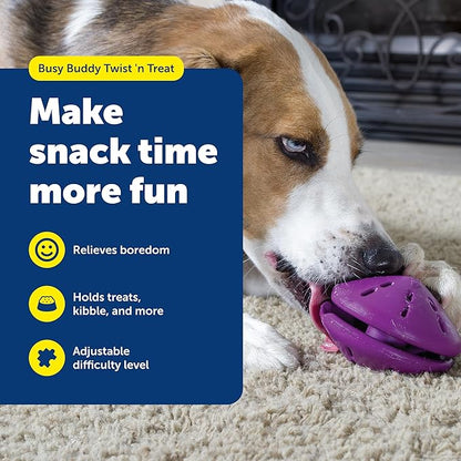 PetSafe Busy Buddy Twist'n Treat - BPA-Free Adjustable Meal Dispenser & Training Toy - Interactive Enrichment for Hard Chewers - Compatible with Hard & Smearable Treats - Helps Clean Teeth - Large