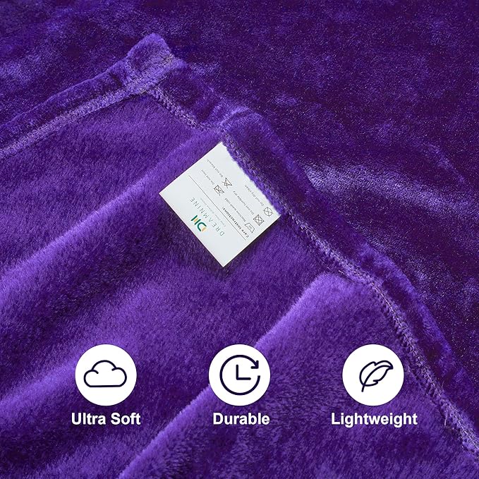 DREAMNINE Extra Large Soft Comfy Fluffy Fleece Bed Blanket King Size 90" x 108", Luxury Huge Decorative Fuzzy Blanket for Bedroom, Big Cozy Shaggy Warm Flannel Blankets for Winter Autumn Pet, Purple