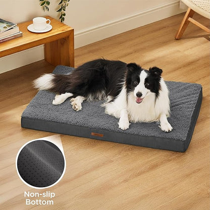 LE SURE Washable Dog Bed Cover Replacement - Medium Size Plush Fleece Cover for Orthopedic Egg Crate Foam Pet Mat 30x20x3 Inches, Dark Grey