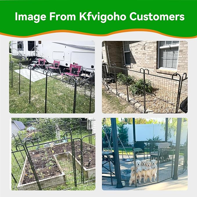 Kfvigoho Dog Playpen Outdoor 12 Piece Panels Heavy Duty Dog Fence 47" Height Anti-Rust with Doors Portable for RV Camping Yard, Total 27FT, 58 Sq.ft, Snowy Black
