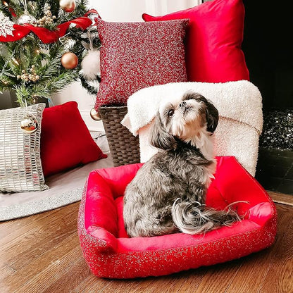 Sparkles Home Pet Bed, Sparkling Rhinestones, Soft, Comfortable Velvet, for Lounging Dogs, Cats, Pets, Charcoal, Small, Sold Individually
