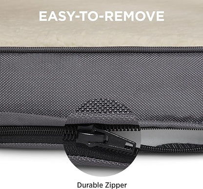 LE SURE XL Washable Dog Bed Cover Replacement Plush Fleece Cover for Orthopedic Egg Crate Foam Pet Mat 44x32x3 Inches, Grey