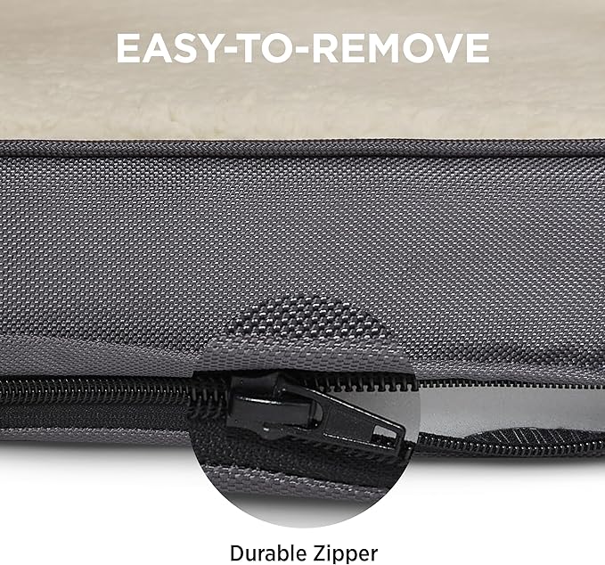 LE SURE Washable Dog Bed Cover Replacement - Large Size Plush Fleece Cover for Orthopedic Egg Crate Foam Pet Mat 36x27x3 Inches, Grey