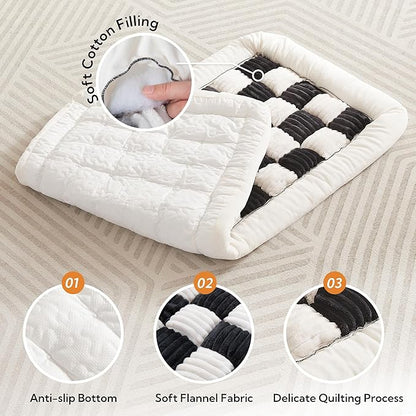 Soulbond Backseat Pet Bed Mat,Dog Bed for Car,Fuzzy Dog Seat Cover for Car Back Seat, Non-Slip Travel Pet Mat, Fit for Backseat Extenders and Seat Covers (White and Black)