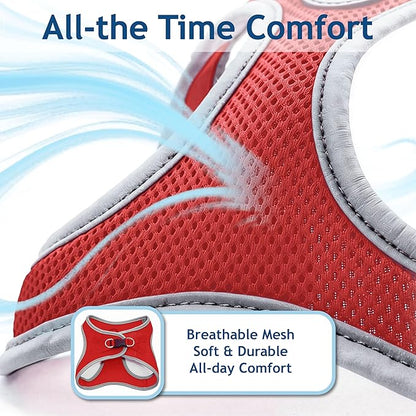 Kruz Dog Harness (Chest 13.5"-14", Weight 4–6 lbs) Athletica Adjustable Heavy Duty No Choke Puppy Vest for Small Dogs Lightweight Air Mesh, Reflective, Puppy Essentials – Red, X-Small