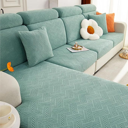 hyha Individual Couch Cushion Covers, Stretch Magic Sofa Seat Cushion Covers Washable, Dog Couch Sofa Slipcover for Pets, Kid with Elastic Bottom(Back Cover L, Green)