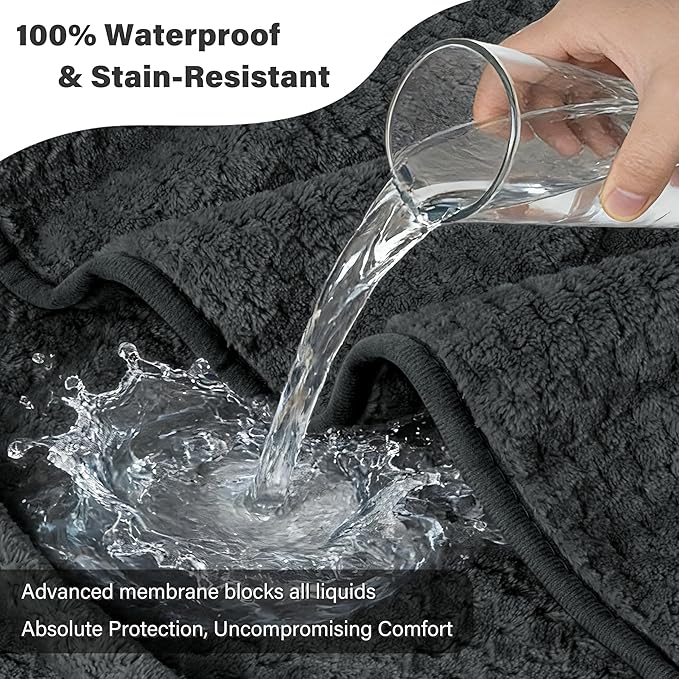 Catalonia Waterproof Pet Blanket for Sofa, Bed & Couch - Reversible Leakproof Fleece Furniture Protector Cover - Liquid Pee Proof Dog Cat Blanket for Small Medium Large Pets, Grey, 60" x 80"