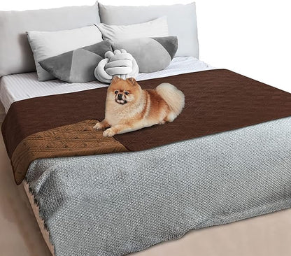 PetAmi Waterproof Couch Cover for Dogs, Reversible Furniture Protector for Pet Cat Bed, Washable Blanket Dog Cover for Sofa Seat, 52x82 Brown
