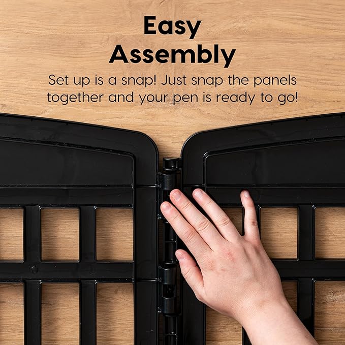 IRIS USA Dog Playpen 34" Tall Dog Playpen Indoor – 8-Panel Puppy Playpen, 63 x 63 x 35, Extra Tall Dog Play Pen Indoors for Large Dogs, Plastic Pet Playpen, Indoor Dog Pen, Black