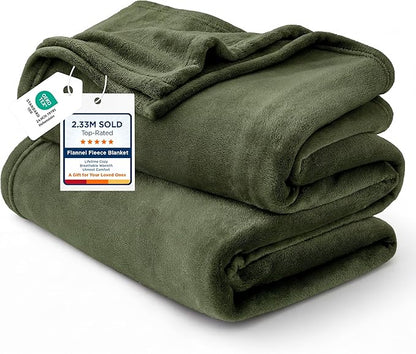 Bedsure Fleece Blankets King Size Oive Green - Bed Blanket Soft Lightweight Plush Cozy Fuzzy Luxury Microfiber, 108x90 inches
