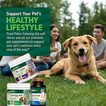 Petnc Calming Aid Soft Chews for Dogs (120 Count), For Dogs of All Sizes, Helps Promote Calmness & Relaxation, Calming Chews for Travel, Grooming, & Separation Support, Liver Flavor