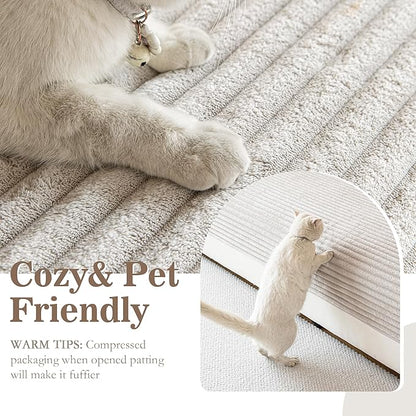 MYSKY HOME 100% Waterproof Couch Cover, Couch Covers for Dogs Washable, Non Slip Couch Covers for 3 Cushion Sofa Pet Friendly, Sofa Covers Washable Slipcover Dog Couch Cover Protector, Oat, 35"x82.7"