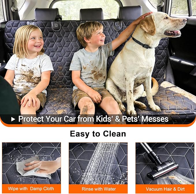 Meginc Back Seat Dog Car Seat Cover, Waterproof Car Seat Protector for Cars SUVs Trucks, Heavy Duty Non-Slip Split Bench, Dog & Kid Proof, Easy Clean, (54" W)