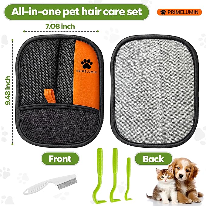 Pet Hair Remover Glove for Dogs & Cats – Newly Upgraded 2026 Version, Electrostatic Reusable Fur Remover Mitt for Couch, Carpet, Furniture, Car Seats & Clothes