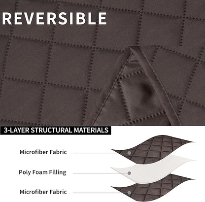 Easy-Going Oversized Recliner Reversible Couch Cover for 3 Seat Recliner, Split Sofa Cover for Each Seat with Elastic Straps for Kids, Dogs, Pets (3 Seater, Chocolate/Chocolate)