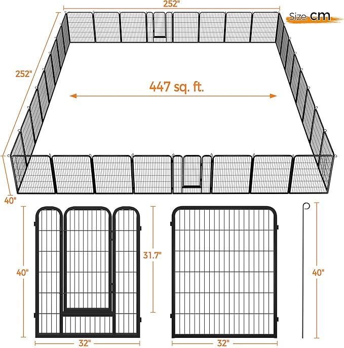 Yaheetech Dog Playpen Indoor, Extra Wide Outdoor Dog Fence Foldable Pet Puppy Exercise Pen for Yard/Garden/RV Camping, 32 Panels 40 Inch Height x 32 Inch Width