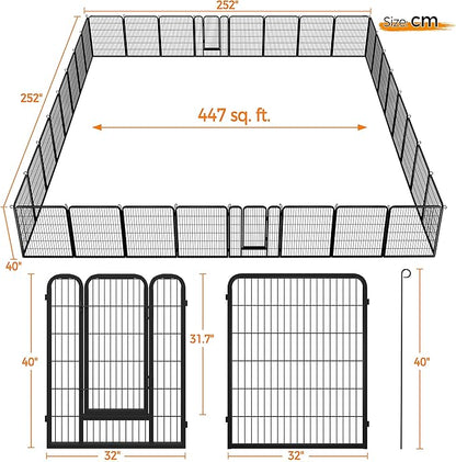 Yaheetech Dog Playpen Indoor, Extra Wide Outdoor Dog Fence Foldable Pet Puppy Exercise Pen for Yard/Garden/RV Camping, 32 Panels 40 Inch Height x 32 Inch Width