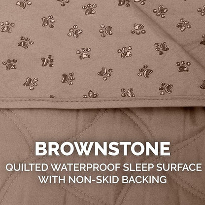 Furhaven Waterproof & Non-Slip Twin Size Mattress Cover Protector for Dogs & Cats, Washable, For Beds, Couches, & Car Seats - Quilted Twill Blanket Mattress Cover - Brownstone, Small/Twin Size