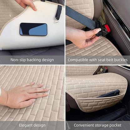 Linen Car Seat Covers Front Seat Covers - 2 PCS Durable & Non-Slip Breathable Cloth Fabric Car Seat Protector, Universal Fit for Most Automotive, Vans, SUVs, Trucks - Gray