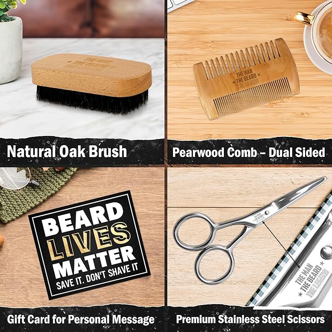 AXIARA Grooming Gifts for Men - Beard Kit Grooming and Care with Brush, Comb, Scissors & Storage Bag - Anniversary Retirement Birthday Gifts for Men Dad Grandpa, Husband Birthday Gift Ideas