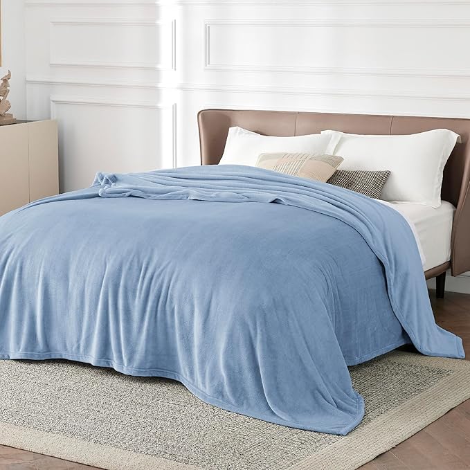 Bedsure GentleSoft Twin XL Fleece Blanket Dorm Bedding - Lightweight Soft Cozy Blankets for Bed, Sofa, Couch, Travel, Camping, Light Blue, 66"x90"