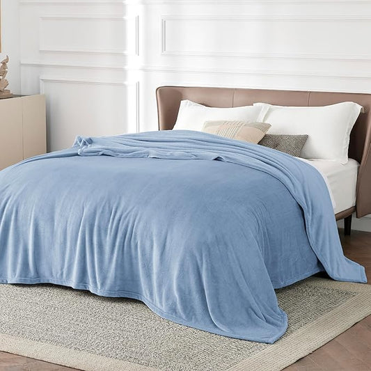 Bedsure GentleSoft Twin XL Fleece Blanket Dorm Bedding - Lightweight Soft Cozy Blankets for Bed, Sofa, Couch, Travel, Camping, Light Blue, 66"x90"