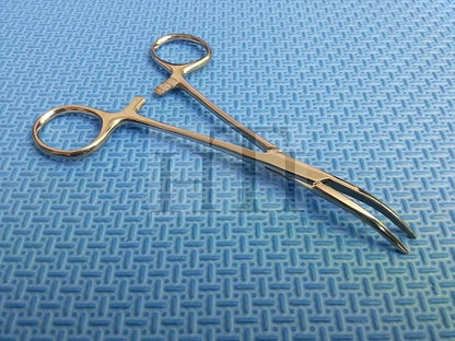 HTI Dog CAT PET Hair Puller Remover Stainless Steel Hemostat Locking Forceps 5.5" Curved Full Serrated (Silver)