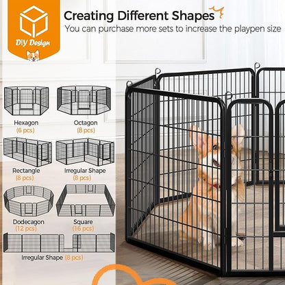Yaheetech Wide Panel Dog Playpen, 16 Panels 32 inch High Pet Pen with Gate, Portable Indoor Outdoor Fence for Medium/Large Breed Dogs