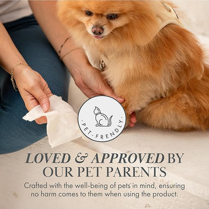 Nina Woof Dog Wipes – Fragrance-Free, Alcohol-Free, Hypoallergenic Pet Grooming Wipes with Aloe Vera, Biodegradable, for Dogs & Cats: Paws, Face, Ears & Butt – 2-Pack (140 Count)