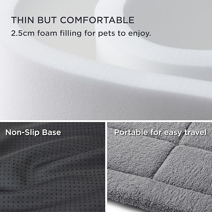 Bedsure Washable Dog Crate Bed for Small Dogs, Reversible Foam Floor Pet Mat, Versatile Lightweight Pet Crate Pad for Cages