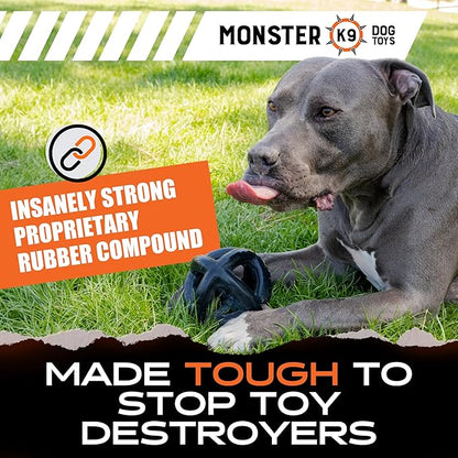 Monster K9 Ring Ball — for Toughest Chewers – Lifetime Guaranteed - Durable Dog Toy for Aggressive Chewers - Safe, Non-Toxic Natural Rubber - Chew, Tug & Fetch - Heavy Duty - 5.5” Solid Rubber