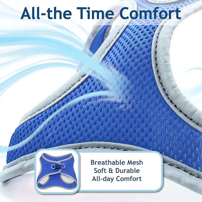 Dog Harness for Small Dogs (Chest 13.5"-14", Weight 4–6 lbs) | Athletica Adjustable Heavy Duty Dog Harness | No-Choke Puppy Vest with Lightweight Reflective Air Mesh | Blue, X-Small