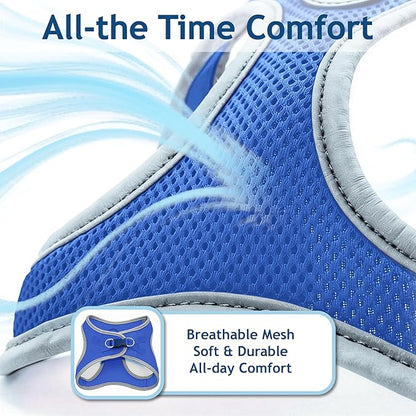 Dog Harness for Small Dogs (Chest 13.5"-14", Weight 4–6 lbs) | Athletica Adjustable Heavy Duty Dog Harness | No-Choke Puppy Vest with Lightweight Reflective Air Mesh | Blue, X-Small