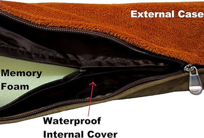 41"X27"X4" Sudan Brown Style Orthopedic Waterproof Memory Foam Pet Pad Bed for Medium Large Dog Crate Size 42"X28" with 2 External Covers.