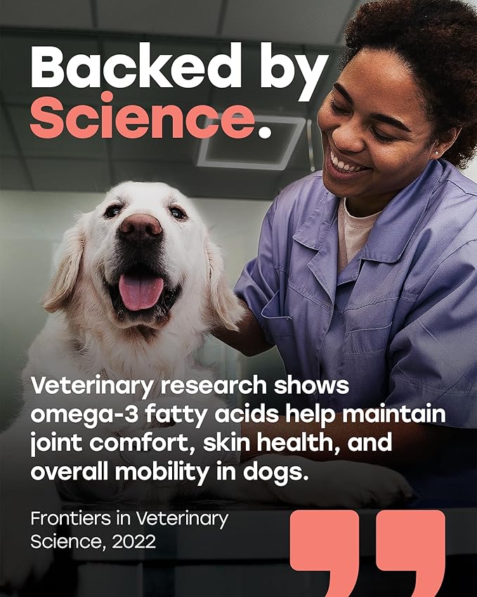 Omega 3 & 6 Dog Skin & Coat Chews – Wild Salmon Oil, Biotin, Zinc & Vitamin E – Supports Dry Itchy Skin, Shedding & Healthy Coat – PhD-Endorsed, Made in USA, 140 Chews, Salmon Flavor