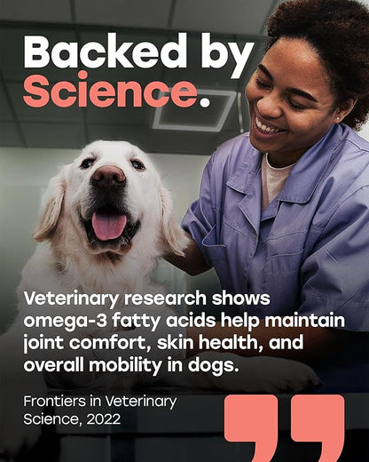 Omega 3 & 6 Dog Skin & Coat Chews – Wild Salmon Oil, Biotin, Zinc & Vitamin E – Supports Dry Itchy Skin, Shedding & Healthy Coat – PhD-Endorsed, Made in USA, 140 Chews, Salmon Flavor