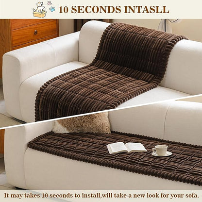 MYSKY HOME Couch Covers for 3-4 Cushion Sofa Pet Friendly, Couch Cover for Dogs, Sofa Covers for Pets Washable, Soft Non-Slip Sofa Slipcovers Furniture Protector Covers, Chococlate, 27.6" x 82.7"