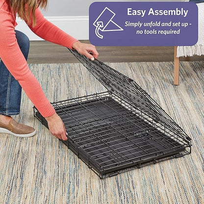 MidWest Homes for Pets 36-Inch iCrate for Medium-Large Breeds, 41-70 lbs, Single Door Folding Dog Crate with Divider Panel, Leak-Proof Tray & Secure Latches, Portable, Durable & Easy to Assemble