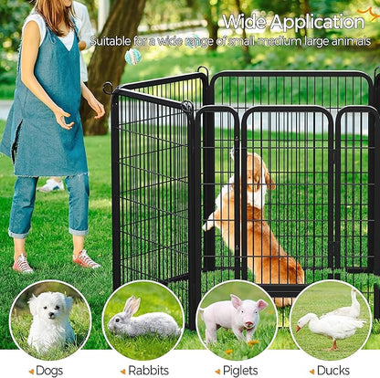 Yaheetech Wide Panel Dog Playpen, 6 Panels 40 inch High Pet Pen with Gate, Portable Indoor Outdoor Fence for Medium/Large Breed Dogs
