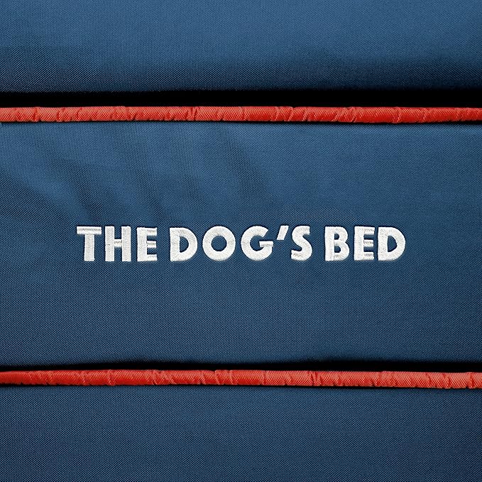 The Dog’s Bed Orthopedic Memory Foam Dog Bed with Bolsters for XL Dogs, Waterproof Washable Cover, Anti-Slip Base, Calming Surface – CertiPUR-Certified Foam, Oxford Fabric, Blue with Dark Red Trim, XL