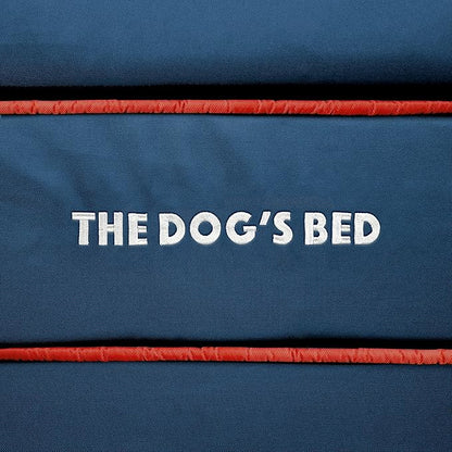 The Dog’s Bed Orthopedic Memory Foam Dog Bed with Bolsters for XL Dogs, Waterproof Washable Cover, Anti-Slip Base, Calming Surface – CertiPUR-Certified Foam, Oxford Fabric, Blue with Dark Red Trim, XL