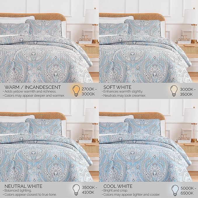 Southshore Fine Living, Inc. Oversized Quilt King Size Bedding Set, Lightweight Comforter, Cal King Quilt Coverlet & 2 Matching Quilted Pillow Shams, Blue Paisley Comforter Set, Pure Melody Aqua