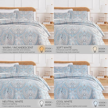 Southshore Fine Living, Inc. Oversized Quilt King Size Bedding Set, Lightweight Comforter, Cal King Quilt Coverlet & 2 Matching Quilted Pillow Shams, Blue Paisley Comforter Set, Pure Melody Aqua