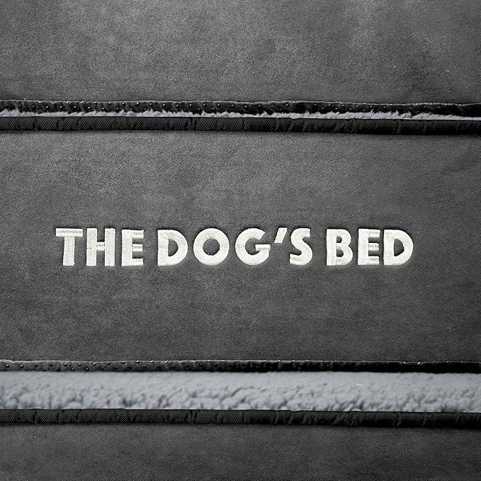 The Dog’s Bed Orthopedic Memory Foam Dog Bed with Bolsters for Medium Dogs, Waterproof Washable Cover, Anti-Slip Base, Calming Surface – CertiPUR-Certified Foam, Plush Fabric, Grey Plush, Medium